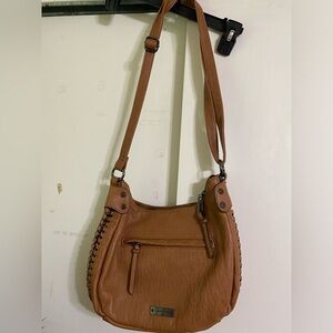 Jessica Simpson brown long shoulder purse
